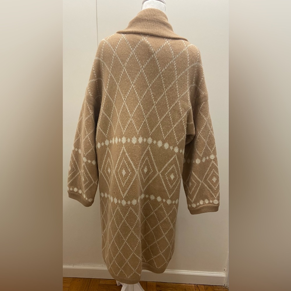 Vintage Escada Beige Mohair Wool Diamond Pattern Cardigan Size 40 - Picture 2 of 4